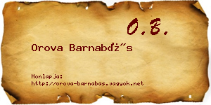 Orova Barnabás névjegykártya